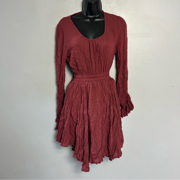 Selfie Leslie Greta Tiered Ruffle Chifon Dress Wine Mini Size XS Extra Small NWT - Picture 5 of 8